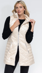 Anork Metallic Chevron Quilted Vest Bone