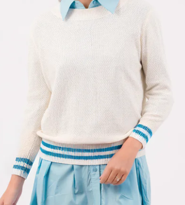 Burgess Wimbledon White/Blue Sweater