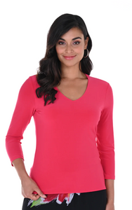 Frank Lyman Raspberry V Neck Top