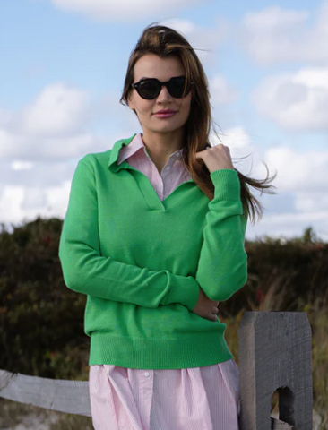 Burgess Green Polo Collared Sweater