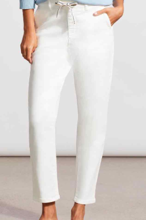 Tribal AUDREY TAPERED JOGGER W/DRAWCORD-White
