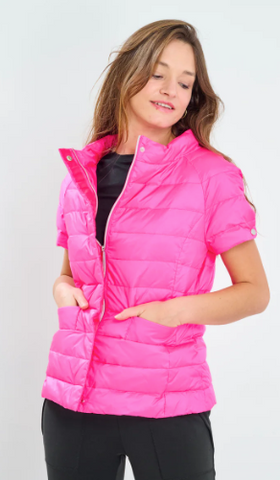 Anorak Hot Pink Short Sleeve Puffer Jacket