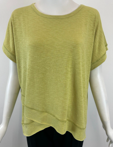 Nally & Millie Lime Front Crossed Short Sleeve Top