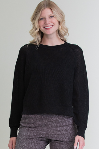 Margaret O'Leary Black Rib Linen Sweater