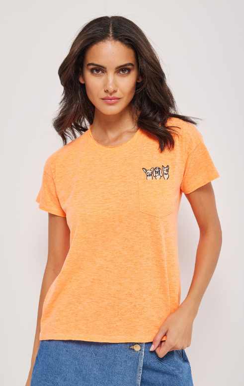 Lisa Todd Pocket Pups Tangerine Tee