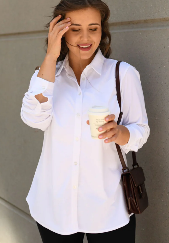 Ameliora White Sullivan Boyfriend Button Up Shirt