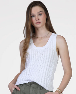 Dylan White Chelsea Cable Tank Sweater