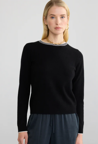 Margaret O'Leary Black Crew Cashmere Sweater