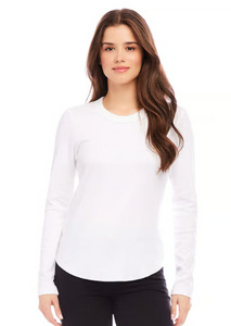 Karen Kane White Long Sleeve Crew Neck Tee