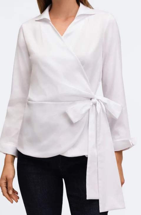 Foxcroft White Collared Shirt W/ Side Tie