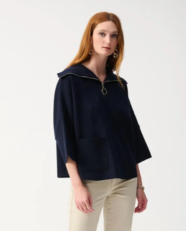 Joseph Ribkoff Navy Zipped Collar Sweater