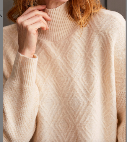 Tribal Ivory Mock Neck Sweater