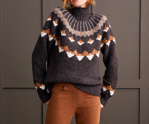 Tribal Walnut Intarsia Sweater