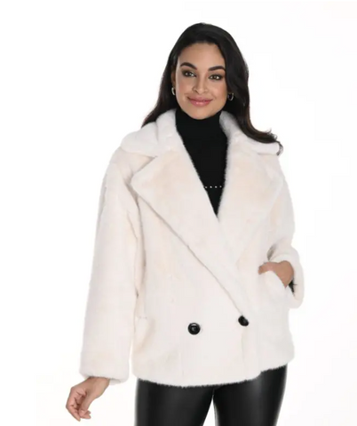 Frank Lyman Cream Faux Fur Jacket