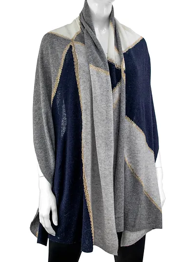 MM Cashmere Scarf W/ Geo Pattern And Lurex