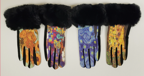 Mademoiselle Glove W/ MasterpiecePrint And Faux Fur Cuff