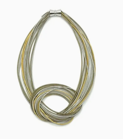 Sea Lily Piano Wire Large Knot Silver/Gold Multi Necklace