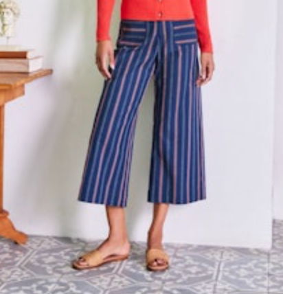 Karen Kane Stripe Cropped Eide Leg Pant