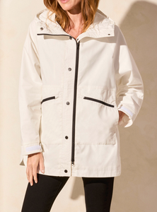 Tribal White Hooded Coat W/ Lining