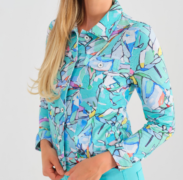 Dolcezza Half Moon Morning Print Jean Jacket