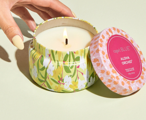 Capri Blue Aloha Orchid Pattern Play Printed Travel Tin Candle, 8.5 oz