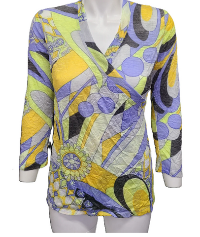 David Cline Zest Yellow Print Top