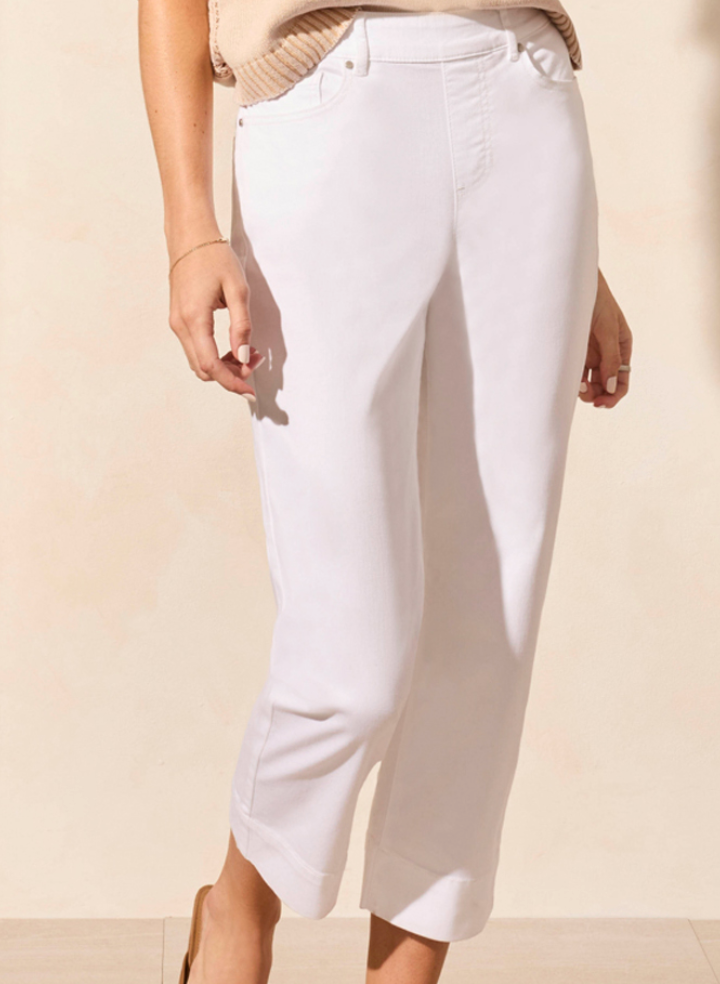 Tribal White Kick Flare Capri Pant