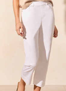 Tribal White Kick Flare Capri Pant