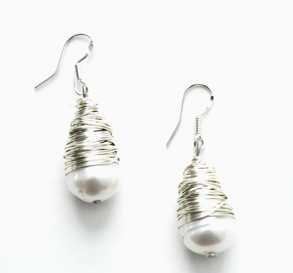 Sea Lily Silver And Pearl Earring