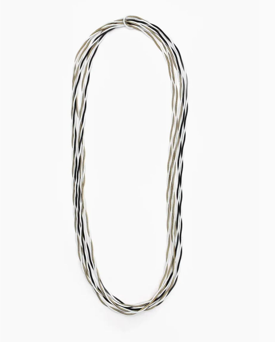Sea Lily Bronze, White, and Black Long Twisted Wire Necklace