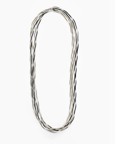 Sea Lily Bronze, White, and Black Long Twisted Wire Necklace
