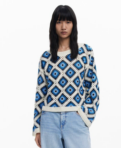 Desiqual Blue Crochet Sweater