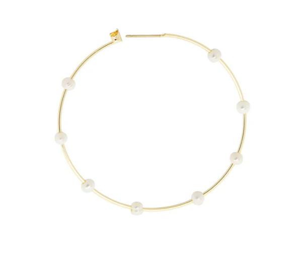 MS Gold Plated Thin Hoop Gemstone Earring
