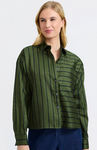 Foxcroft Marina Stripe And Houndstooth Short Shirt