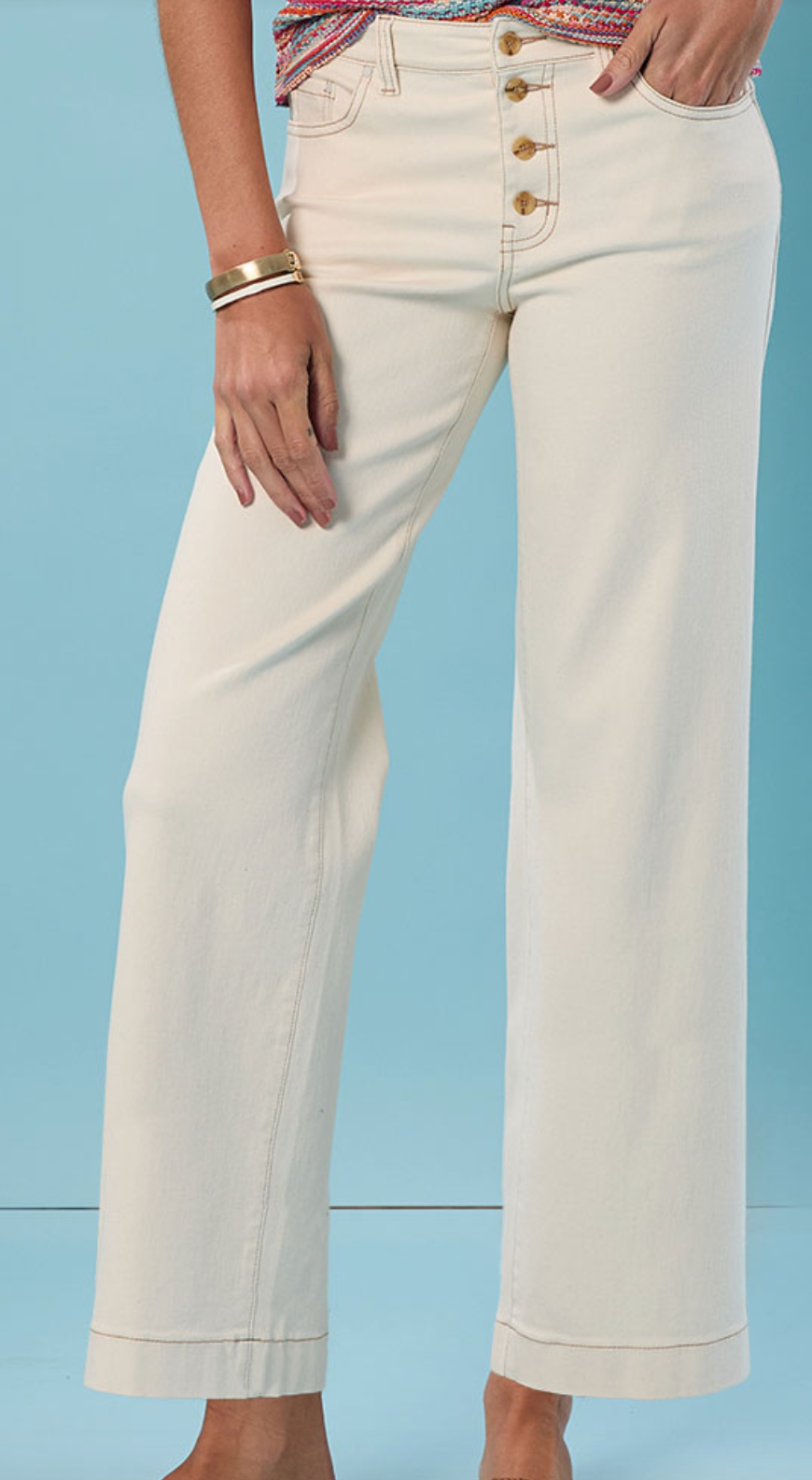 Nic & Zoe Horn Button Canvas Wide Leg Jean