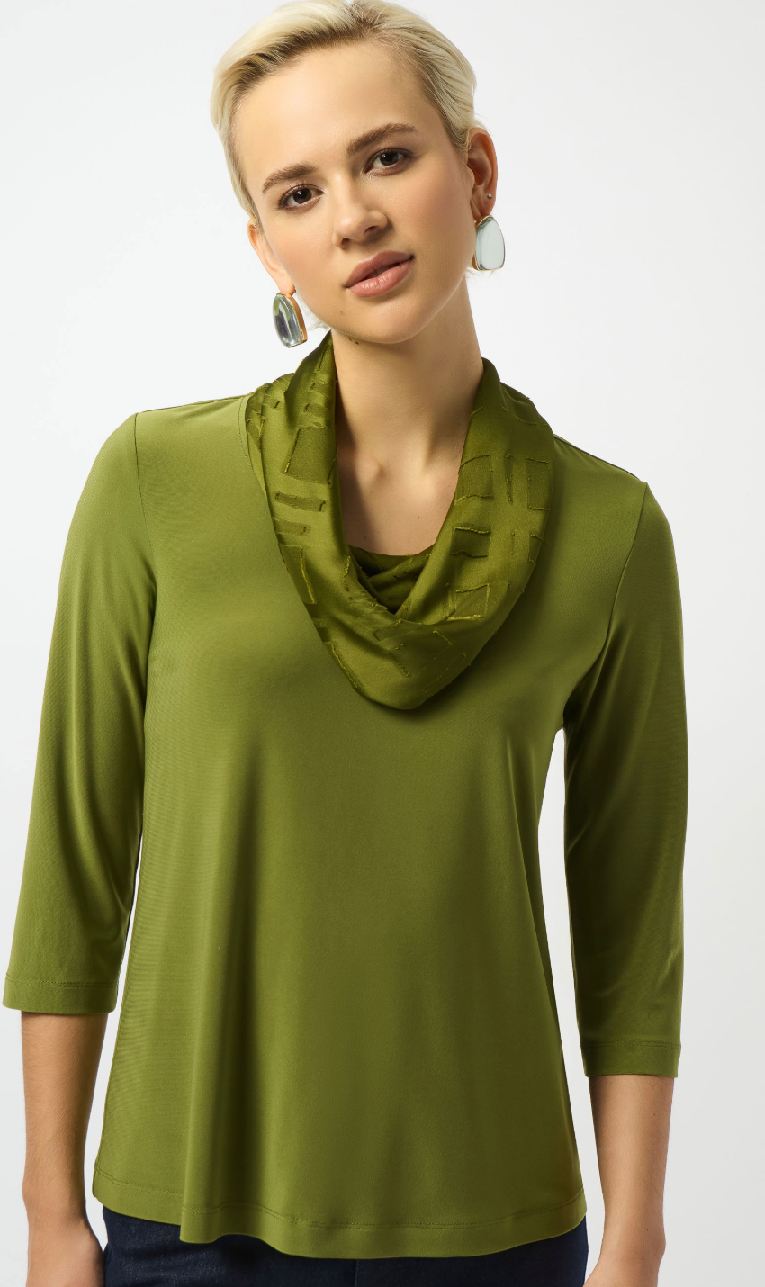 JR Silky & Satin Burnout Fitted Top Artichoke