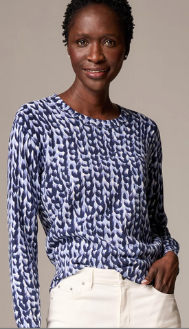 Nic & Zoe Pure Cotton Blue Print Sweater