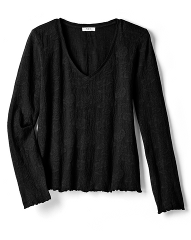 Nic & Zoe Black Lace V Neck Tee