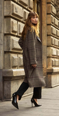 JR Wool Blend Plaid Double Faced Coat