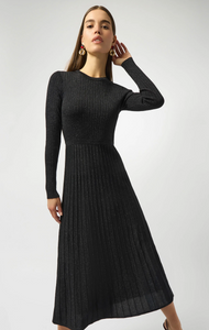 JR Black Knit Fit And Flare Crew Neck Dress