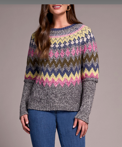Tribal Pink Intarsia Sweater