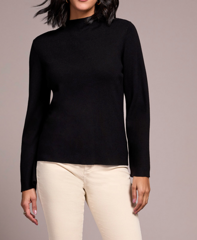 Tribal Funnel Neck Black Sweater