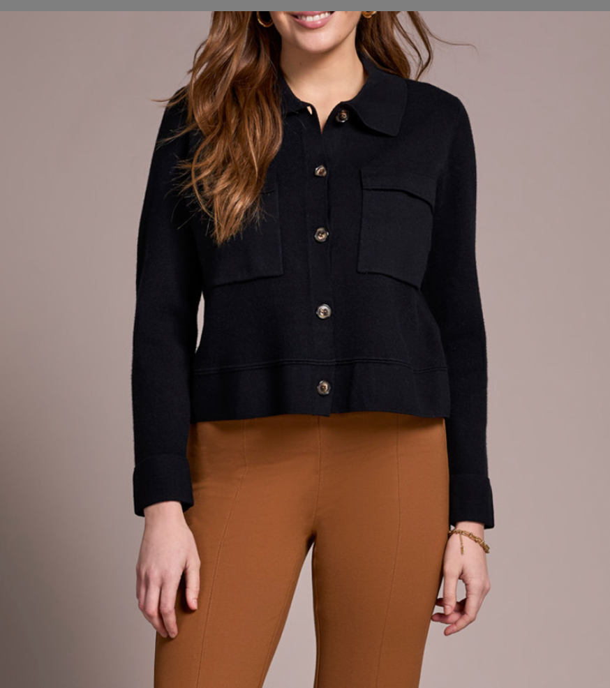 Tribal Black Sweater W/ Collar and Pockets