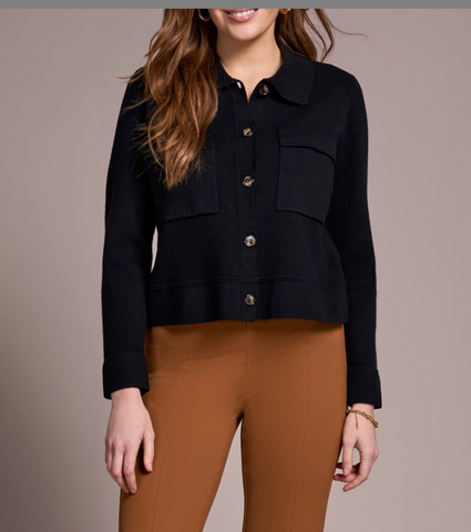 Tribal Black Sweater W/ Collar and Pockets
