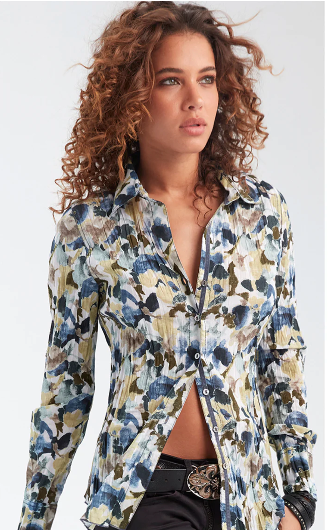 Cino Camden Floral Petrol Shirt