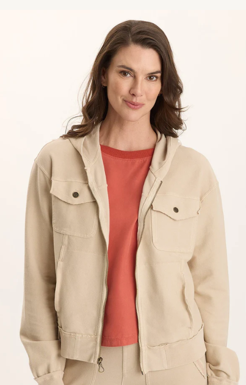 XCVI Park Ave Balfore Twill Knit Hooded Bomber