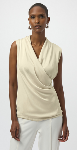 JR Birch Satin & Silky Knit Sleeveless Wrap Top