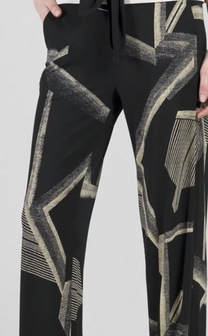 Clara S Linear Geo Print Pull On Pant W Pockets