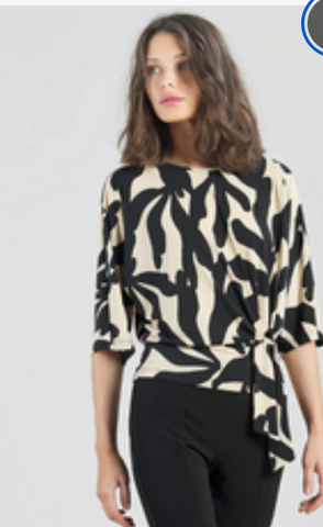 Clara S Leaf Print Side Tie Top