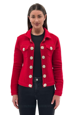 Orly Red Short Jacket W Silver Buttons
